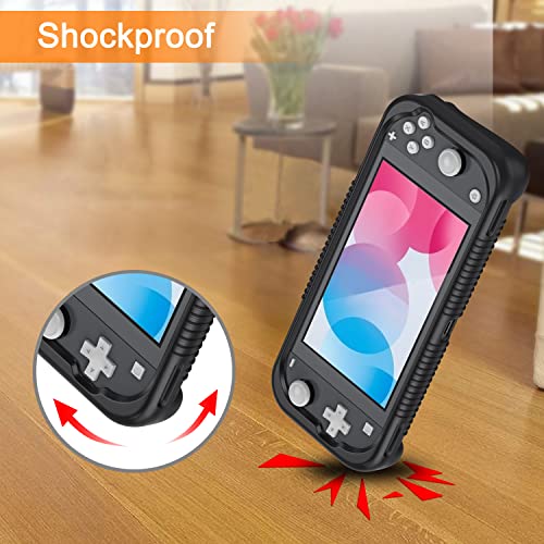 FINTIE Soft Silicone Protective Case for Nintendo Switch Lite 2019 | Ergonomic Grip, Anti-Slip, Shock-Absorption & Anti-Scratch, Lightweight Grip Case Cover, Black - color: Black
