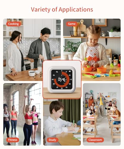 Digital Magnetic Visual Kitchen Timer, Up to 11H 59M Countdown & Count Up | USB-C Rechargeable, Large VA Display, Adjustable Volume and Brightness, Memory Recall Function for Kitchen, Classroom, Study - color: White