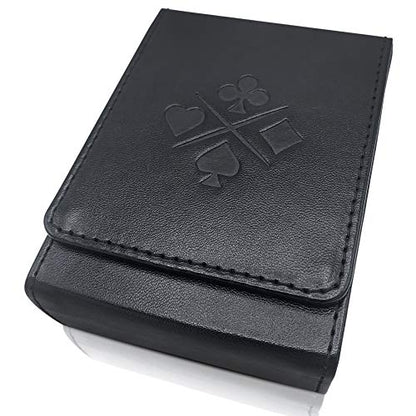 Luck Lab Single Deck Leather Playing Card Case/Holder - Black- Fits Poker and Bridge Size Cards