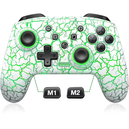 Switch Controller Compatible with Switch 1/2/Lite/OLED, Wireless Pro Controllers Work with iOS/Android/PC with RGB Light, Programmable, TURBO & Wakeup
