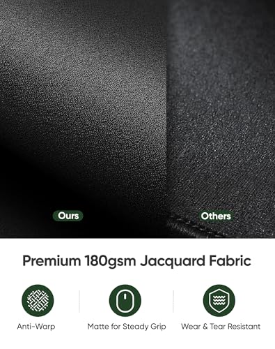 ALOANES Black Waterproof Desk Mat, Large Mouse Pad with Extended Mouse Mat, with Anti Slip Base, Stitched Edge, Grain Jacquard Surface, Perfect for Gamer, Office & Home, XXL 11.81''x31.50''x0.12'' | Black Waterproof Jacquard Mousepad for Keyboard, Compute