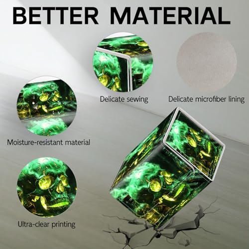 Trading Card Storage Box, Holds 100+ for MTG Cards, PU Leather with Magnetic Closure, Glowing Poison Skull Potion Durable Deck Box for Magic the Gathering, Trading Card Games - color: Glowing Poison Skull Potion