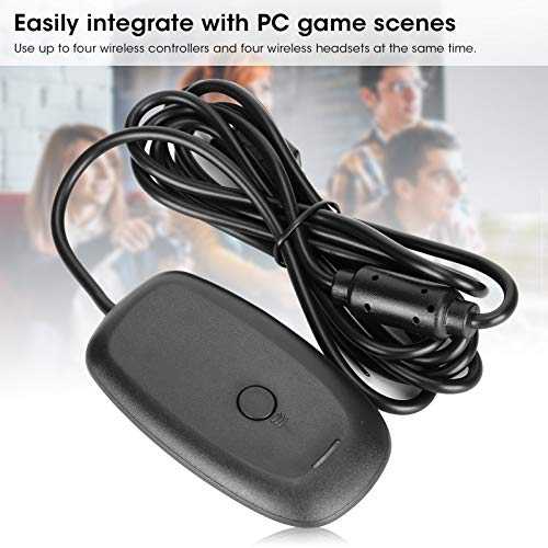Qiilu Receiver for Game Adapter Black Abs Pc Receiver Gaming Controller Adapter Console for 360