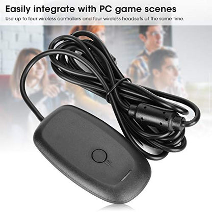 Qiilu Receiver for Game Adapter Black Abs Pc Receiver Gaming Controller Adapter Console for 360