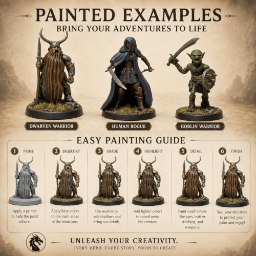 Path Gaming 50 Unique Miniatures Fantasy Tabletop RPG Figures for Dungeons and Dragons, Pathfinder Roleplaying Games, Bulk Unpainted, Great for D&D
