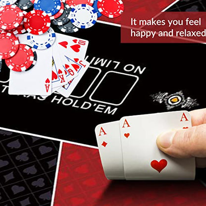nuveti Poker Mat - 55 x 28inch Non-Slip Poker Table Game Mat - Portable Rubber Waterproof Poker mat for Table 6-8 Player Card Game Anti-Slip Rubber Poker Table Top Layout - color: 55 X 28 Inch Rectangular-red