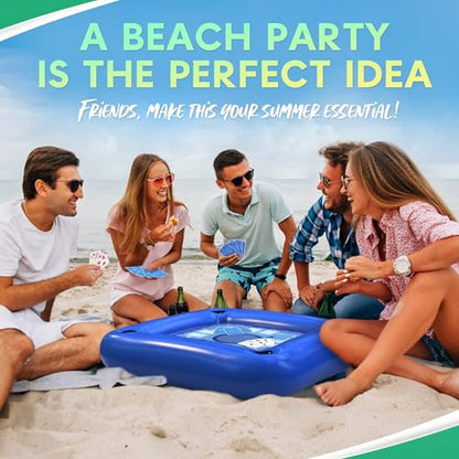 DIMROM Floating Table for Pool with Cup Holders – Adult Pool Games with Waterproof Cards – Pool Float Games – Perfect for Party, Snacks, Drinks, Hot Tub & Summer Fun