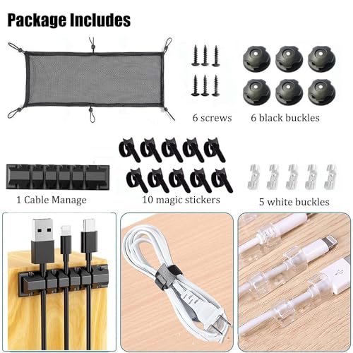 Cable Management Net, Under Desk Cable Net Desk Cable Tidy Cable Tray Flexible Under Desk Cable Management Tray Wire Management for Desk, 50x25cm