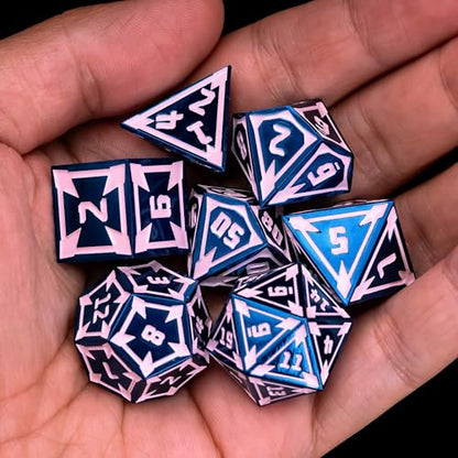 UDIXI Metal Dice Set D&D Heavy Metallic DND Dice Set for Board Game (Blue) | 7-Pieces, Lozenge Pattern, Zinc Alloy Material, Gorgeous Gift Case, DM Gift, for Dungeons and Dragons Role Playing Games - color: Blue