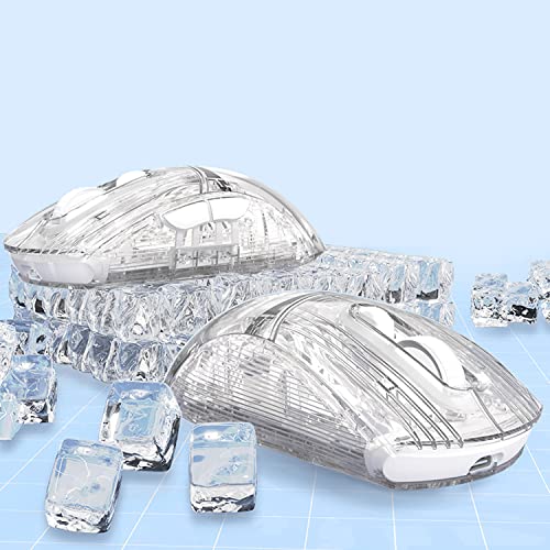 Wireless Gaming Mouse PC Transparent Shell Computer Mice with Dual mode BT5.0/2.4G,PixArt Chip 3D RGB Lighting,Ergonomic 7 Buttons,Rechargeable Mute Mouse for PC Laptop Tablet PS4 PS5 Xbox one - color: White