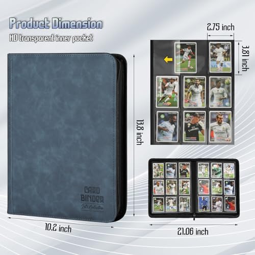 Trading Card Binder, Premium 9 Pocket Double Sided 540 Pocket PU Card Collection Binder, Collectible Trading Card Albums for MTG, TCG, Sport Card, Game Cards (Blue) - color: Blue