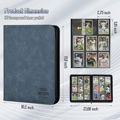 Trading Card Binder, Premium 9 Pocket Double Sided 540 Pocket PU Card Collection Binder, Collectible Trading Card Albums for MTG, TCG, Sport Card, Game Cards (Blue) - color: Blue