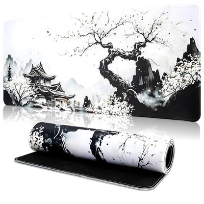 Mouse Pad Gaming Mousepad, 31.5 x 11.8in Large Desk Mat Keyboard Pads Extend Long XL Mouse Mat with Non-Slip Base Desk Accessories for Home Office Keyboard Mouse (Cherry Blossom) - color: Cherry Blossom