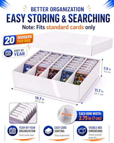 5 Row TCG Bulk Card Storage Box, Holds 4500+ Standard Cards, MTG Card Storage with Dividers for Sports Cards and Trading Cards, 1 Pack