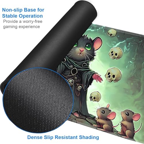 for MTG Game Playmat - 24 x 14 inches with Dices and Storage Bags, Non-Slip Base for TCG and Board Game Card Mats, Trading Card Games Mat, Mouse Wizard Pattern Collectible Card Playmats - color: Jv-playmat-p7-1-g195
