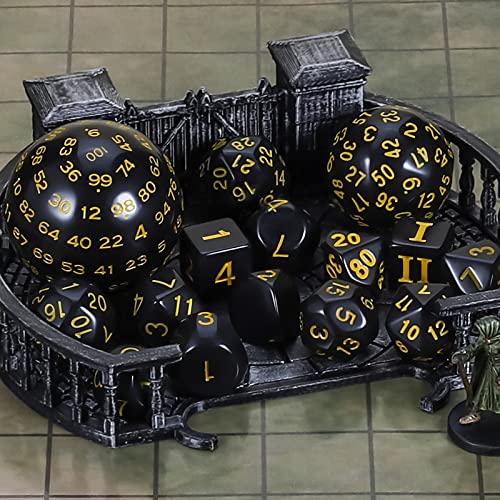 CiaraQ DND Polyhedral Dice Set (15pcs) D4-D100 Game Dice with Dice Bag | Acrylic Role Playing Dice for Dungeons and Dragons MTG Table Games (Black & Yellow) - color: Black & Yellow