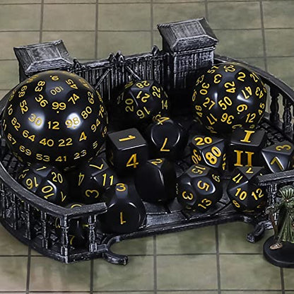 CiaraQ DND Polyhedral Dice Set (15pcs) D4-D100 Game Dice with Dice Bag | Acrylic Role Playing Dice for Dungeons and Dragons MTG Table Games (Black & Yellow) - color: Black & Yellow