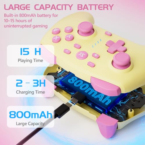 Wireless Switch Controller for Switch/Switch 2/OLED/Lite/PC, Wireless Switch Pro Controllers with 2.4G Dongle, Hall Effect Joysticks & Hall Triggers, Dual Rumble, Turbo & 2 Macro Back Buttons(Yellow) - color: Butter Yellow