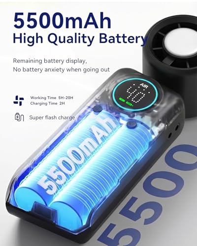 Portable Handheld Fan, Ice Cooling Turbo Fan, 20000 RPM Handheld Personal Fan, Rechargeable 20H, Stepless Speed + LED Display – Mini Pocket Fan Travel Gift for Outdoor / Office / Home Watching Game - color: Black