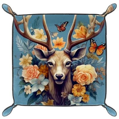Deer Butterflies Flowers Dice Tray Dice Rolling Tray Folding Dice Holder for Dice Games, Like RPG, DND and Other Table Games - color: Multi 7