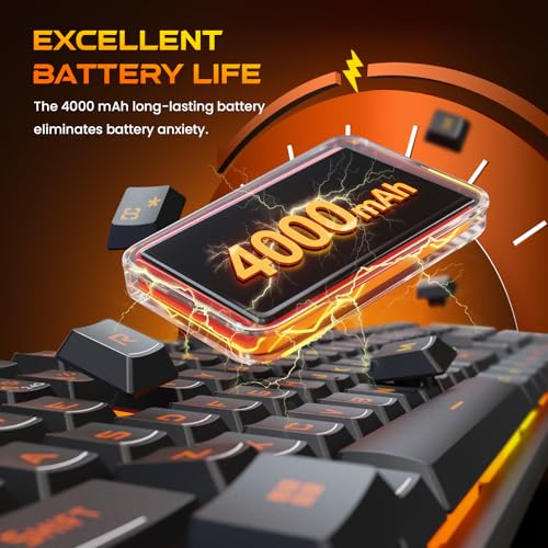 Redragon K521KS Wireless Gaming Keyboard, Tri-Mode BT/2.4G/USB-C RGB Mechanical Feeling Keyboard with Multimedia Keys, 4000mAh Battery, Anti-Ghosting, Compatible with PC - Upgrade - color: Black