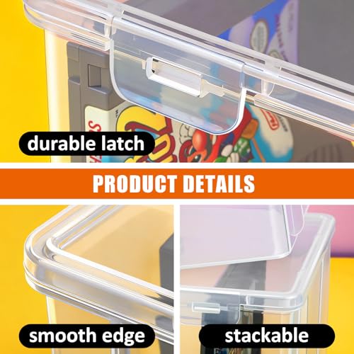 tutata NES Cartridge Case Storage Box Compatible with NES Cartridge Games, Retro Game Case Holder Clear