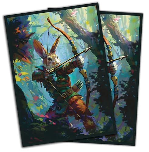 Rabbit Archer Card Game Sleeves – 100 Pack – Compatible with MTG – Perfect for Magic Bloomburrow Commander Decks Like Baylen, Finneas, & Ms Bumbleflower - color: Rabbit Archer