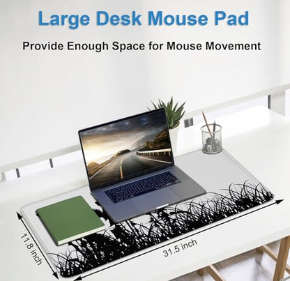 Large Gaming Mouse pad, Waterproof Mousepad with Stitched Edges, Premium Microfiber Cloth Surface, Non-Slip Base Keyboard Desk Mat for Home Office Gaming, Flowers Plants - color: Flowers Plants, size: 31.5L x 11.8W inches
