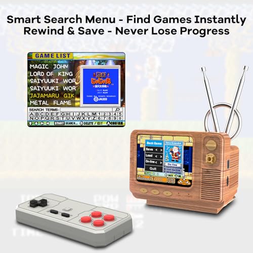 Mini TV Retro Handheld Game Console -JALECO Licensed Classic Games, Portable Gaming Toy with TF Card to Expand 80s 90s Games, Support Two Players & Game Save, Ideal Gift for Boys Girls