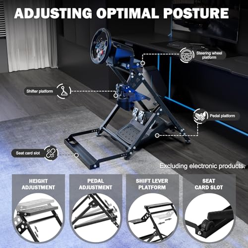Anman Foldable Racing Simulation stand Compatible with Logitech G29 G27 G923 Adjustable Racing Wheel Stand Wheel and Pedals Not Included