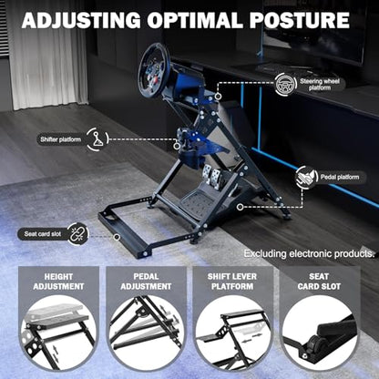 Anman Foldable Racing Simulation stand Compatible with Logitech G29 G27 G923 Adjustable Racing Wheel Stand Wheel and Pedals Not Included