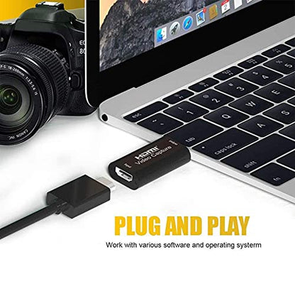 HDMI Video Capture Card, 4K HDMI to USB Capture Card Full HD 1080P 30fps, Record via DSLR, Camcorder, Action Cam for Gaming, Streaming TV, Recorder Live Streaming Video for Windows Mac OS