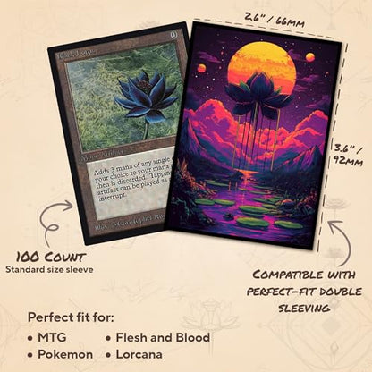Neon Lotus 1 - MTG Card Sleeves, 104ct, Standard Size, Textured | Perfect for Double Sleeving, Smudge Resistant Matte Back, Standard 66x92mm - Compatible with Magic The Gathering & TCG Cards - color: Neon Lotus 1, size: Textured