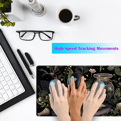 Dark Academia Desk Mat Mouse Pad XL Extended Large Gaming Desk Pad Mousepad, Mystical Green Plant Computer Laptop Keyboard and Mouse Mat, Desktop Protector Mat for Women Girl Office 31.5x11.8 in - color: Dark Academia