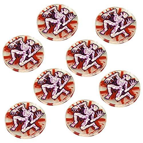 Withered Corpse Tokens | Compatible with Mork Borg | Set of 8 | 25mm clear acrylic, UV-printed | Marks corpses, loot & death objectives