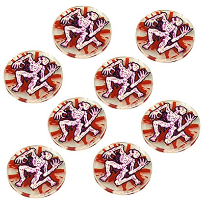 Withered Corpse Tokens | Compatible with Mork Borg | Set of 8 | 25mm clear acrylic, UV-printed | Marks corpses, loot & death objectives