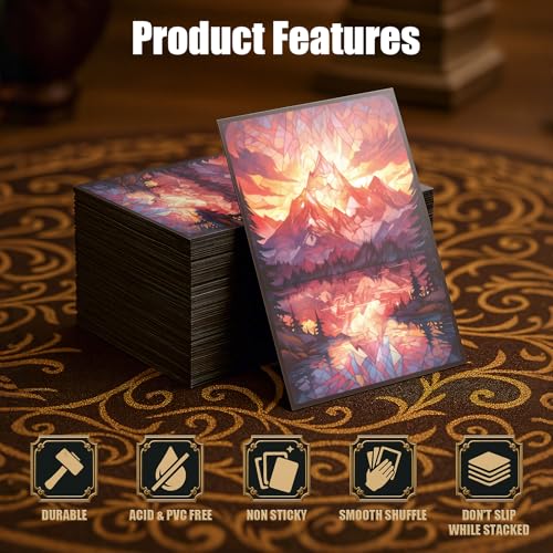 MTG Card Sleeves - Moutain Ultra Clear Front & Matte Finish Back, 100 Count Standard Size Matte Art Sleeve for Magic The Gathering