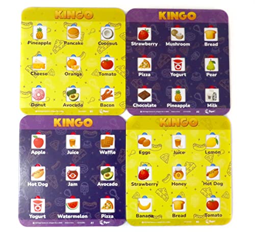 Regal Games Kingo Foods Edition Bingo Game for Kids - Fun Educational Learning for Preschool & Kindergarten - Phonics, Vocabulary Builder & Sight Word Game for Classroom & Home - size: Food Edition