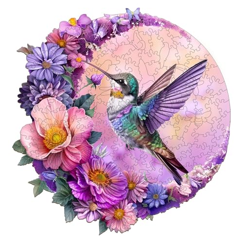 Jigfoxy Wooden Puzzles for Adults, Hummingbird Wood Puzzles Adult | Unique Animal-Shaped Wooden Jigsaw Puzzle, Christmas Birthday Gifts for Women, Men, Puzzle Lovers (S-8.4 * 8.1in-100 pcs) - color: Hummingbird, size: Small