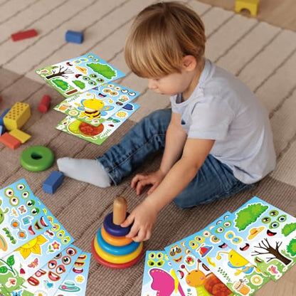24 Sheets Make Your Own Stickers, Bug Stickers for Kids Toddlers | Insect & Plant Theme Sticker with Bees, Butterflies, Flowers for Classroom Rewards, Birthday Party Favors - style: Insect & Plant Theme Sticker