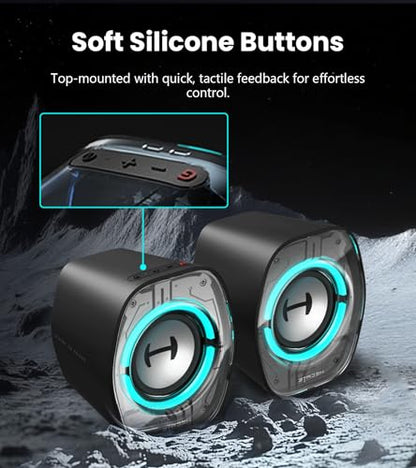Edifier G1000 II Desktop Computer Speakers for Gaming, 2.5" Full-Range Driver & Enhanced Bass, Bluetooth 5.4 USB-C AUX, 9 Dynamic RGB Lighting Modes for PC - Black (Renewed)