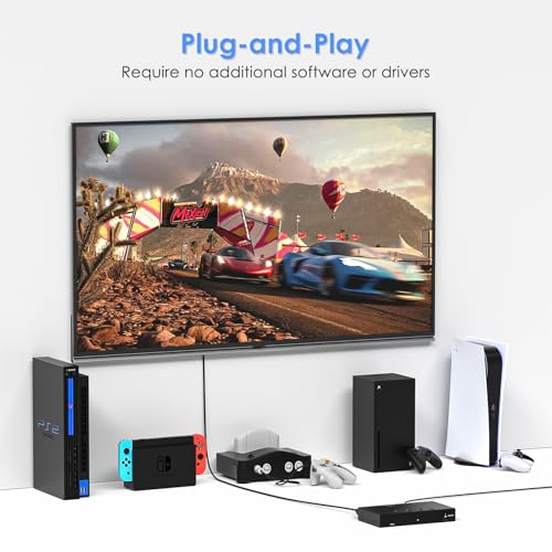 3-Port 8K@60Hz HDMI Switch with AV Input, 2X HDMI & 1x RCA to HDMI Converter Supports HDR10, HDCP 2.2, 3D with IR Remote Control, Compatible with Xbox/PS2/Nintendo Switch,Xbox,PS5/PS4,Roku,Apple TV - size: 8K@60Hz 2x HDMI & 1x RCA