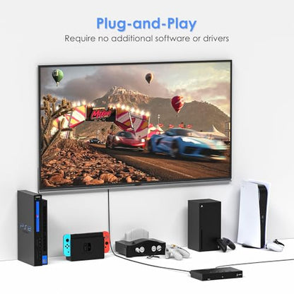 3-Port 8K@60Hz HDMI Switch with AV Input, 2X HDMI & 1x RCA to HDMI Converter Supports HDR10, HDCP 2.2, 3D with IR Remote Control, Compatible with Xbox/PS2/Nintendo Switch,Xbox,PS5/PS4,Roku,Apple TV - size: 8K@60Hz 2x HDMI & 1x RCA