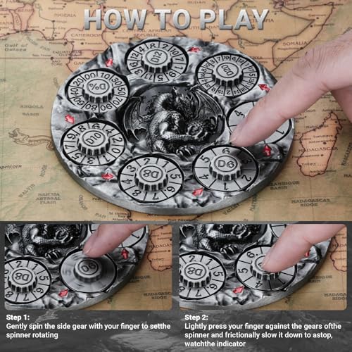 Spinner DND Dice,Metal D&D Dice Set with Gift Box for Role Playing Games | Ideal Present For Gamers DM,Solid Metal Material, Heavy Hand Feel, Wear-Resistant And Long Service Life,Ancient Nickel - color: Ancient Nickel