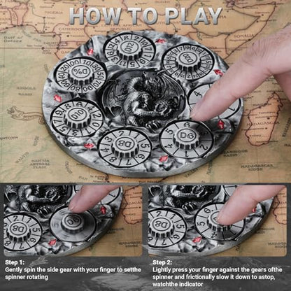 Spinner DND Dice,Metal D&D Dice Set with Gift Box for Role Playing Games | Ideal Present For Gamers DM,Solid Metal Material, Heavy Hand Feel, Wear-Resistant And Long Service Life,Ancient Nickel - color: Ancient Nickel