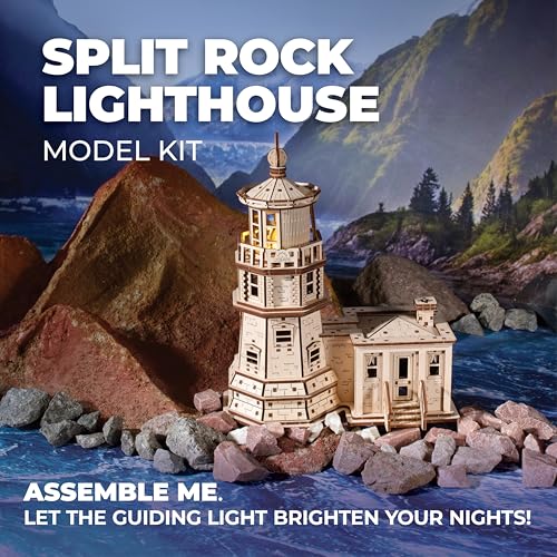 UGEARS Split Rock Lighthouse 3D Wooden Puzzles for Adults – Wooden Model Kits for Adults, Crafts for Adult, Model Kits to Build, Wooden 3D DIY Model Brain Teaser, Hobby Set - style: Split Rock Lighthouse