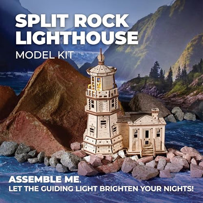UGEARS Split Rock Lighthouse 3D Wooden Puzzles for Adults – Wooden Model Kits for Adults, Crafts for Adult, Model Kits to Build, Wooden 3D DIY Model Brain Teaser, Hobby Set - style: Split Rock Lighthouse