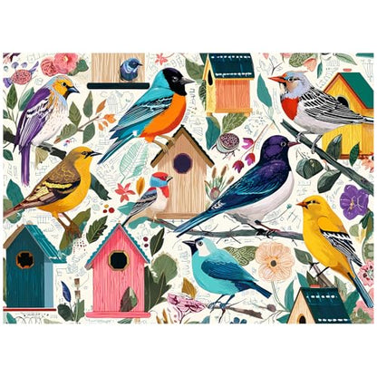 500 Pieces Puzzle for Adults,Colorful Birds Birdhouses Puzzle,Recycled Cardboard Animal Jigsaw Puzzles 500 Pieces,Challenging Puzzles Family Game Birthday Party Gift Toy for Teens Seniors 20.5 * 15in - style: Birdhouses Puzzle
