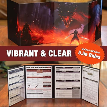 TIDYBOSS 4-Panel Customizable DM Screen with 50 Pieces Erasable Acrylic Initiative Trackers | Dungeons and Dragons Starter Set | DND Starter kit d&d Accessories | DND Gifts | DND dm Supplies