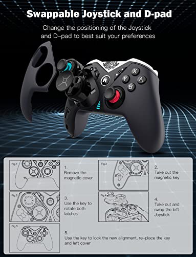 NexiGo Elite Switch Pro Controller with 4 Back Buttons, Swappable D-pad & Left Joystick, Trigger Stops, Turbo, Dual Vibration, Bluetooth, for Nintendo Switch/Lite/OLED